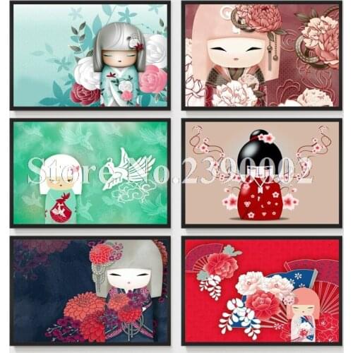 5D DIY Diamond Painting Japanese Dolls Embroidery Cross Stitch Full Square Rhinestone Mosaic Painting Decor Christmas Gifts