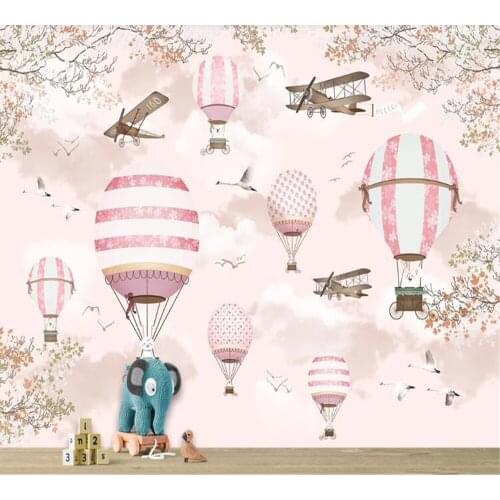 Beibehang Customized modern 3D mural photos fashion cartoon hot air balloon childrens room background wall decoration painting