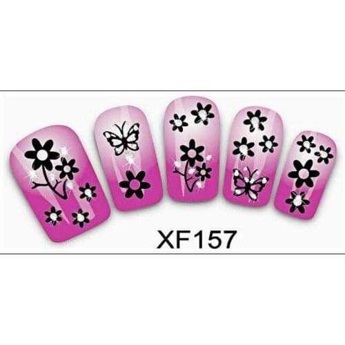 Black Lines Flower Nail Stickers Transfer Paper Decals Adhesive Manicure Sliders Art Decoration Accessories