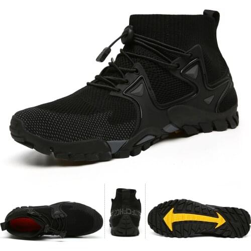 High-Top Breathable Water Shoes For Men Flying Weaving Aqua Sneakers Outdoor Sports Wading Shoes Non-Slip Fishing Hiking Shoes