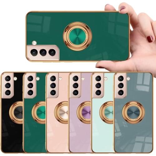 Electroplated Silicone Phone Case For Samsung Galaxy S21 Plus S21 Ultra 5G With Buckle Easy to Hold Luxury Phone Shell For S21