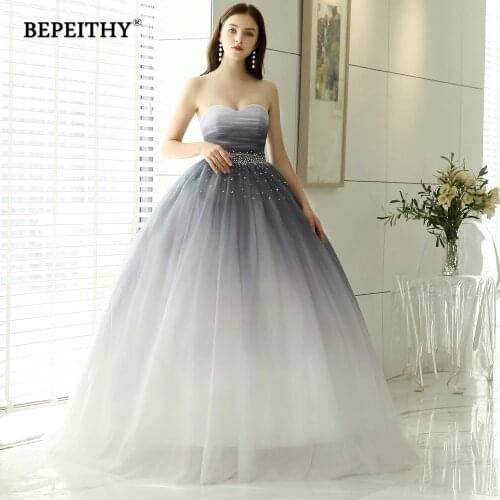 Hot Sale Sweetheart Ball Gown Evening Dress Beads Bodice Gradient Long Prom Formal Dresses 2020 Vestido De Festa