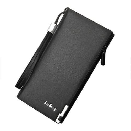 Hot sale Mens Leather Business Clutch Bag Long Wallet Purse Zipper Card Holder Handbag