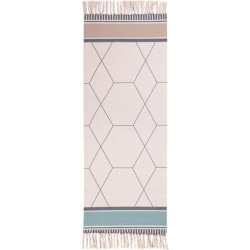 Cotton Blending Strip Pattern Floor Mat Machinable Wash Rectangular Rug Bedroom Door Mats Bedside Floor Mat Door Mats