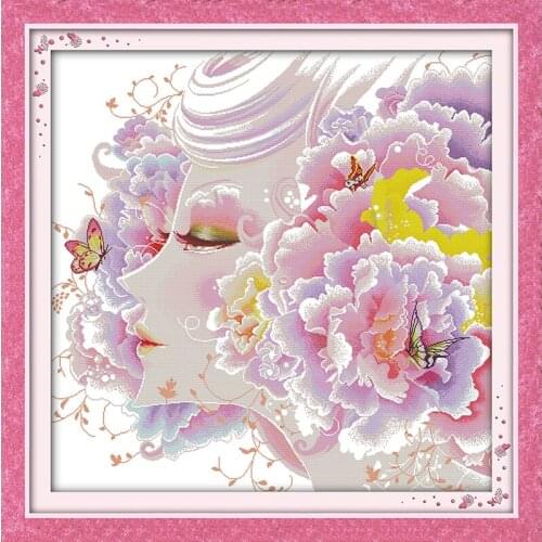 Joy Sunday The Perfect Beauty Chinese Cross Stitch Kits Ecological Cotton Stamped Printed 11CT DIY Wedding Decoration For Home