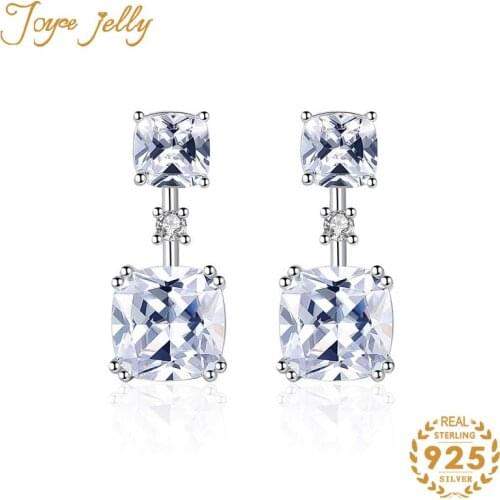 JoyceJelly Classic 925 Sterling Silver Women Stud Earrings With Square AAA Zircon Gemstone Engagement Wedding Silver Gifts