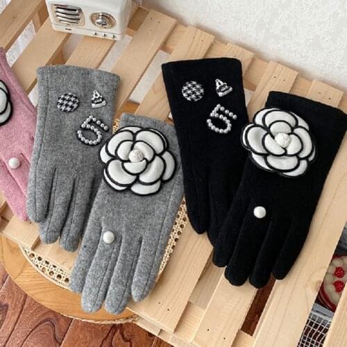 Stylish Winter Gloves for Women Classic Brand Black Pink Cashmere Touch Screen Gloves Female Thick Mitten Driving Gloves Guantes