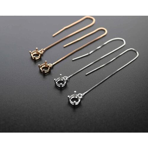 5-8MM Round Bezel Solid 925 Sterling Silver Gemstone Prong Earrings Settings DIY Ear Wire Findings Rose Gold Plated 3'' 1706031