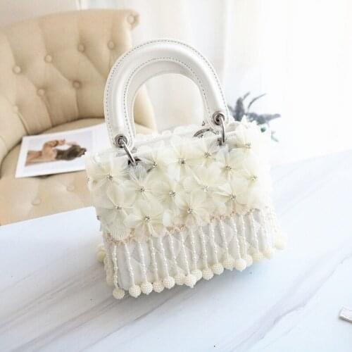 2020 Summer Tassel Bag New Female Bag Niche Diamond Flower Pearl Bag Hand Strap Shoulder Messenger Bag Women Purse and Handbags