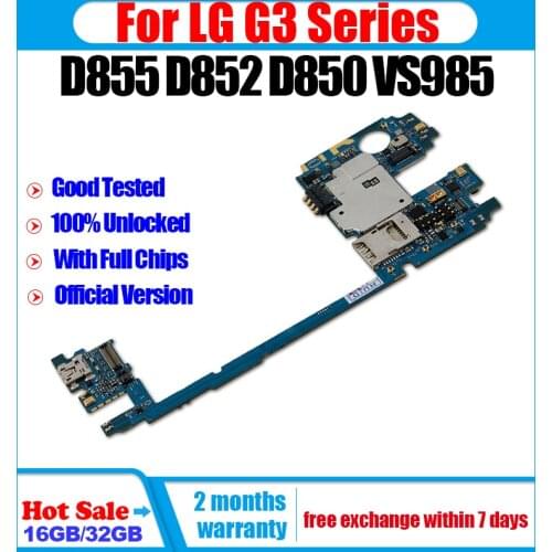 16GB/32GB For LG G3 Motherboard,Unlocked For LG G3 D855 D852 D850 VS985 Mobile Electronic Panel Mainboard With Android System