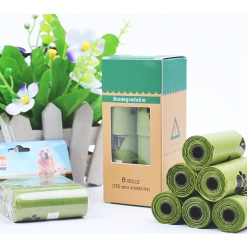 Pet Garbage Bags and Clean Customized Boxed ECO Dog Puppy Cat Poop Bags Biodegradable 8 rolls Pet Supplies
