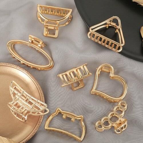 5.5*3cm Metal Hair Clips Hair Claw Crab Moon Shape Geometric Hair Clip Claws Solid Color Accessories Hairpin Mini Size for Girl