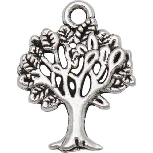 RAINXTAR Fashion Antique Silver Color Tree Of Life Charms Alloy Wish Tree Charms 17*21mm 100pcs AAC367