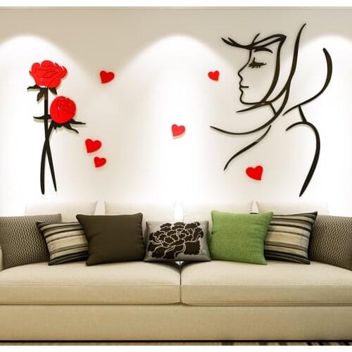Young Girl Acrylic Wall Sticker Decals Home Decoration Wall Murals for Living Room Fashion Wall Poster for Shop Bar Restaurant