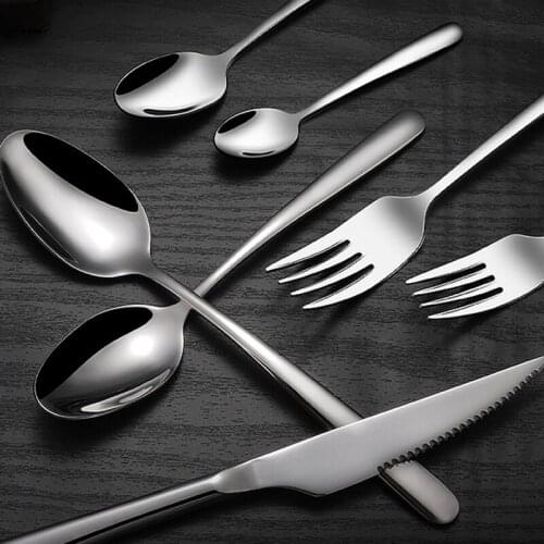 Forks And Spoon Set 4/6/12 Pcs Silverware Set Dinnerware Set Stainless Steel Cutlery Sets Knife Spoon Tableware Flatware Sets