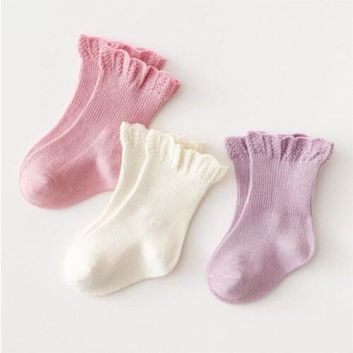 Girls Socks Childrens Skarpetki Baby sweet lace Cotton Calcetines ribbed High Knee tube socks Kids Boy Meia Toddler skarpety