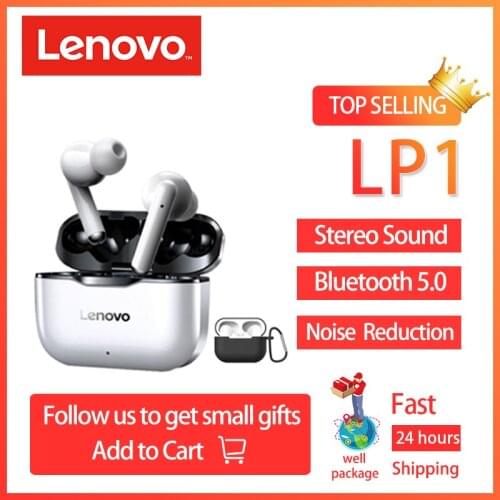 Original Lenovo LP1 Wireless Earphone Bluetooth 5.0 Dual Stereo Noise Reduction HIFI Bass Touch Control Long Standby Headset