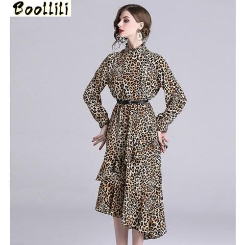 Boollili Spring Summer Dress Women Clothes Party Dress Womens Dresses Vintage Elegant Leopard Print Office Dress Vestidos