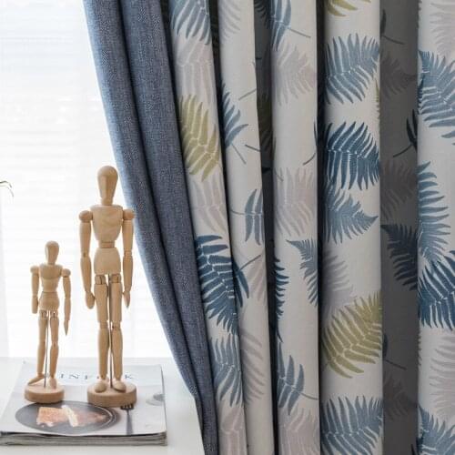 Nordic Grain Hemp Printing Blackout Curtain Fabric Living Room Bedroom Splicing Custom Curtains for Living Dining Room Bedroom