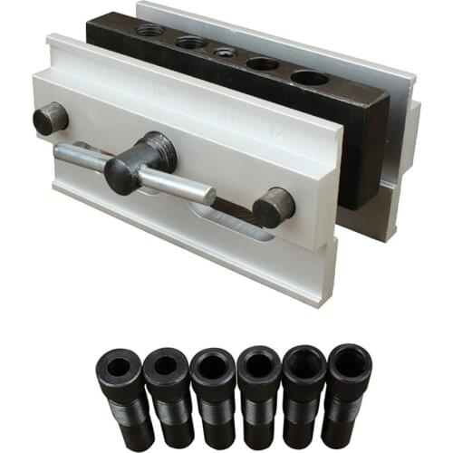 Portable Drill Punch Locator Round Wood Self Centering Dowelling Jig Vertical Drilling Tools with 6mm/8mm/10mm Drilling Sleeves