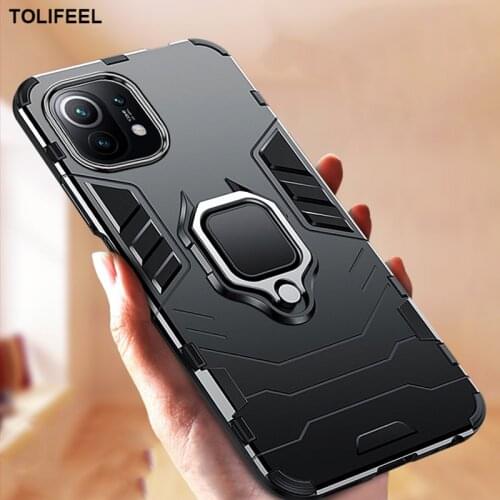 Shockproof Armor Case For Xiaomi Mi 11 Cases Stand Holder Magnetic Car Ring Phone Back Cover For Xiaomi Mi 11 M11 Coque