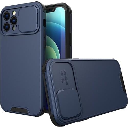 Slide Camera Protection Phone Case For iPhone 12 11 Pro Max X XR XS Max 7 8 Plus 11 12 Mini Dual-Layered Shockproof Bumper Cover