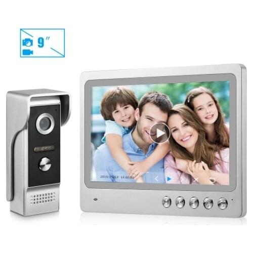 XINSILU Record Video and Pictures 9 Inch Wired Video Door Phone Home Intercom Security System for Villa+16GB TF Card