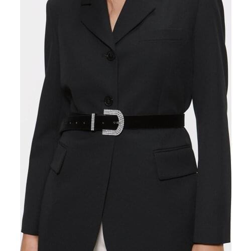 ZA Vintage Black Leather Belly Metal Crystal Buckle Belt Women Bohemia Maxi Statement Belts Luxury Jewelry Casual Accessories