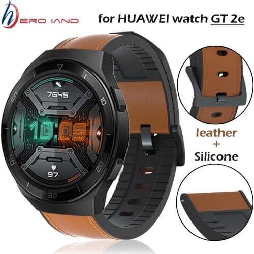 Leather Silicone Watch Strap For Huawei GT 2e GT2 46MM 42mm honor magic 2 Garmin vivoactive 4 amazfit GTR 47mm Watch Mens Strap