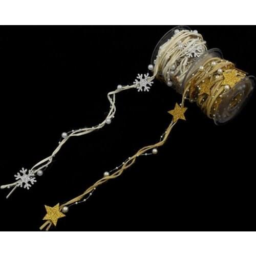 Christmas Bouquet Packaging Ribbon Hand-woven Glitter Wood Chip Decorative Belt