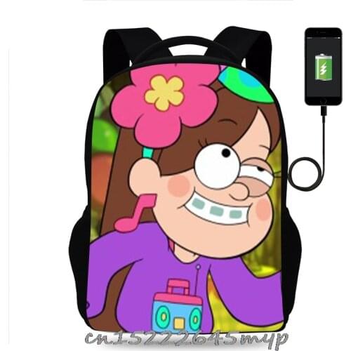 Teenage Casual Bag Gravity Falls USB Charging Schoolbag Boy Girl Teenagers Fashion Backpack School Bag Student Book Bag
