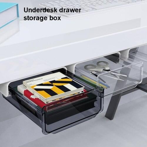 Self Stick Pencil Tray Under Desk Drawer Organizer Table Storage Box Self-adhesive Hidden Organizer Office Stationery Organizer