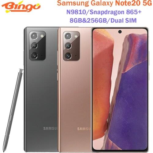 Samsung Galaxy Note20 5G N9810 Dual Sim 6.7" ROM Snapdragon 865+ Octa Core 8GB RAM 256GB 64MP&12MP&12MP Original Cell Phone NFC
