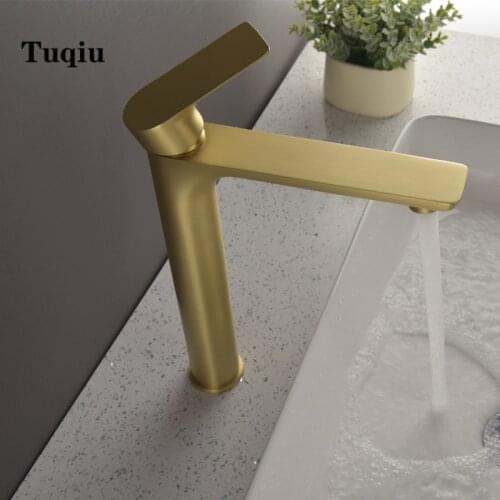 Basin faucet brush Gold bathroom water mixer tap hot and cold sink faucet brass tap brass single lever white and chrome crane