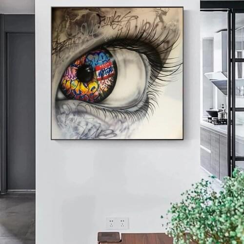 Modern Big Eye Graffiti Art Canvas Painting Posters and Prints Wall Street Art Pictures for Living Room Home Decoration Cuadros
