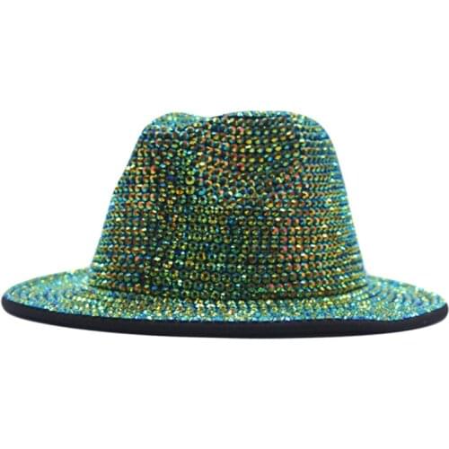 Rhinestone fedora unisex hat fedoras church jazz hat party club men hat hat for women and men wholesale tophat handpainted hat