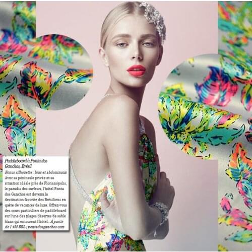 Super beautiful gray bottom fluorescent Satin Printed Dress dress fabric