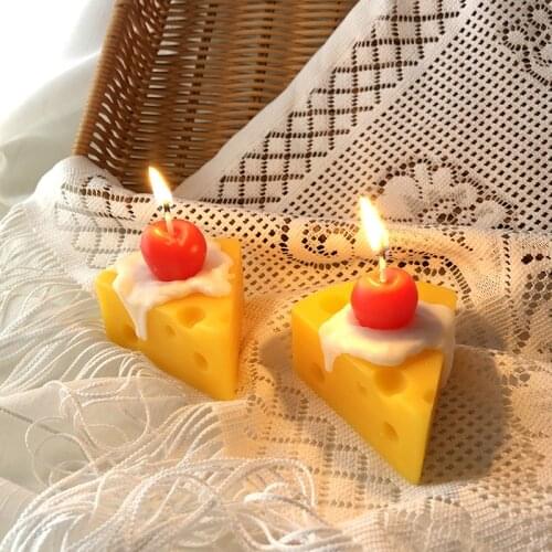Korean Ins Cheese Cherry Cheese Aromatherapy Candle Birthday Photo Prop Wedding Gift Candle Lamp Lovely Creative Candle Gift