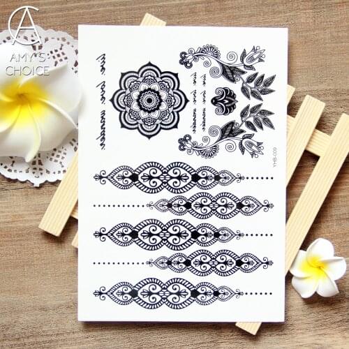 Waterproof Temporary Tattoo Sticker sexy lotus mandala totem tattoo Water Transfer fake tattoo flash tattoo for girl women