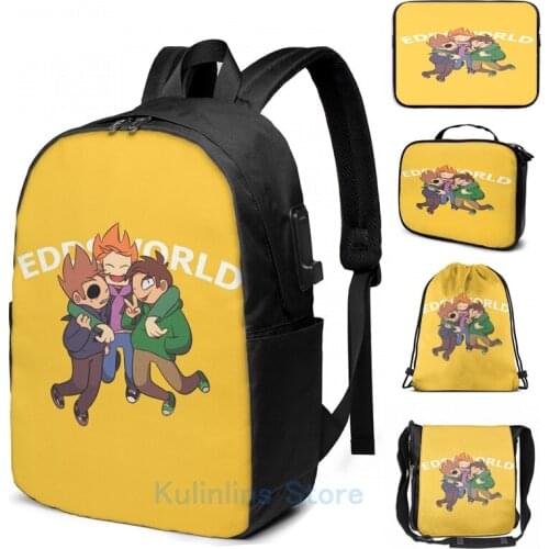 Funny Graphic print Eddsworld Jump!! USB Charge Backpack men School bags Women bag Travel laptop bag