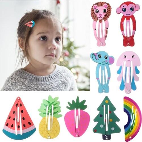 20/10/6Pcs/Lot Girls Korean Style Cartoon Animal Hair Clip Hairclips Kids Cute Headdress Print Alloy Hairpins Hair Accessories