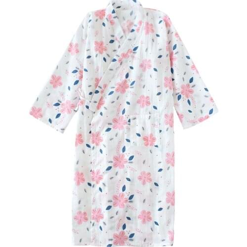 Woman 100% cotton gauze-thin Bathrobe gown long Nightgown loose leisure robe plus size womens robes sleepwear comfortable