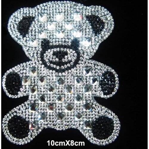 10 piece/lot cute bear pattern pointback hot fix rhinestone for garment,heat transfer rhinestone motif,cartoon rhinestone