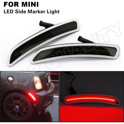 2Pcs For Mini Cooper F55 F56 F57 2014 2015 2016 2017 2018 2019 Rear Red LED Fender Side Marker Light Turn Signal Lamp Smoke Lens