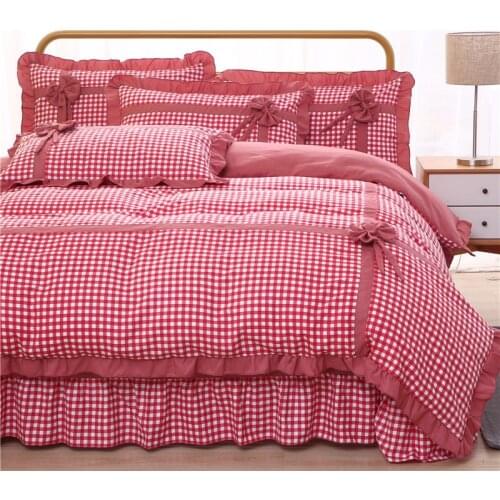 4pcs Princess style Ruffle Home Textile Bedding Sets Adult Bedding Set Bed Duvet Cover King Size Quilt Duvet Cover Pillowcas