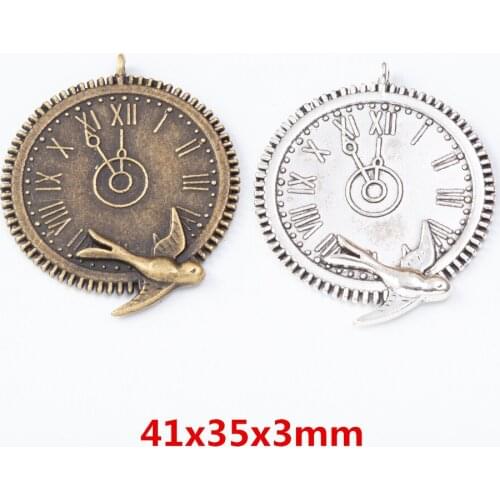 7 pieces of retro metal zinc alloy Clock pendant for DIY handmade jewelry necklace making 7661