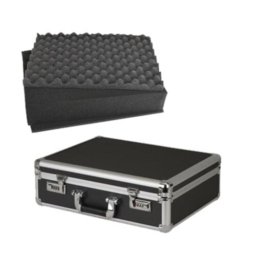 Aluminum Tool case suitcase toolbox password box File box Impact resistant safety case equipment camera case with pre-cut foam
