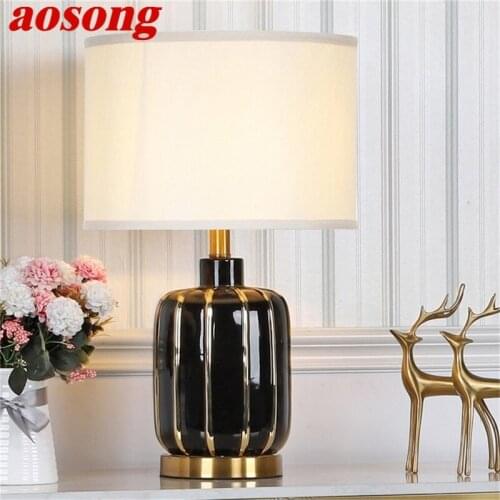 AOSONG Ceramic Table Lamps Desk Luxury Modern LED Lighting For Home Bedroom