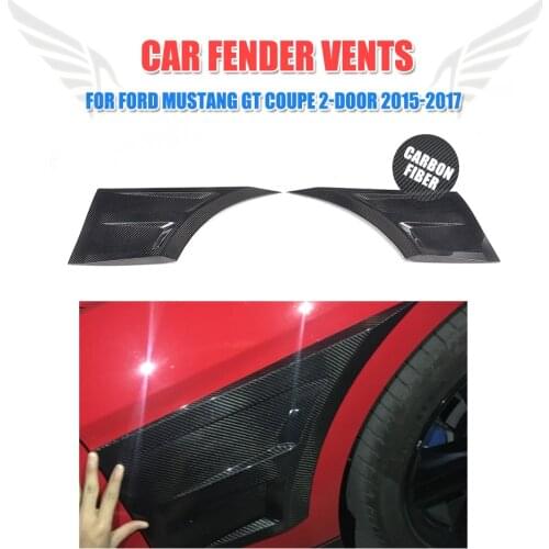 Carbon Fiber side fender racing car vent air intake decorative cover stickers for Ford Mustang Coupe 2-Door 2015-2017 2PCs/Set