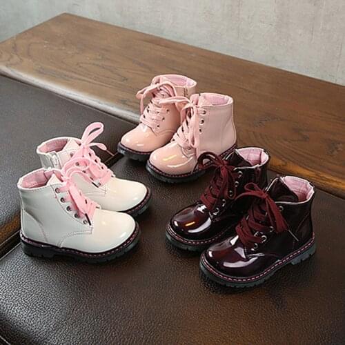 Children Fashion Boots Boys PU Leather Girls Kids Martin Boots Autumn Winter Grils Shoes Toddler Baby Soft Bottom Short Boots